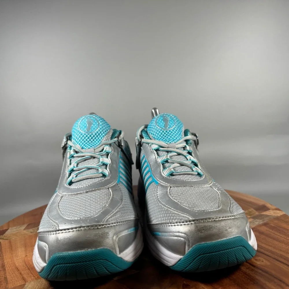 Orthofeet BioFit 975 Women Silver Teal Orthopedic Walking Shoes Size 8.5 B
